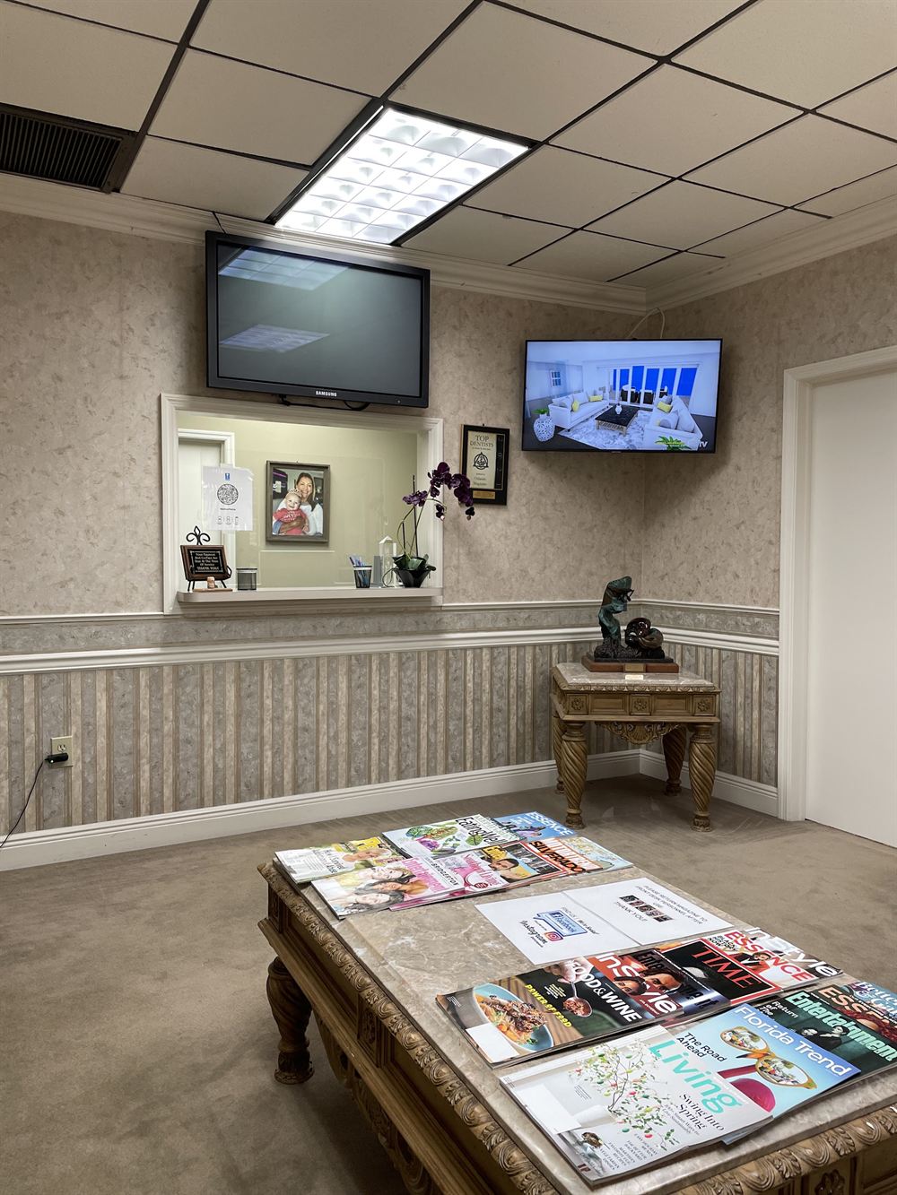 Reception window and lobby at Dr Phillips Dental Care